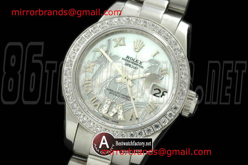 Ladies Rolex DateJust 2011 Flora Pres/Diamond SS P-White Swiss Eta 2671-2