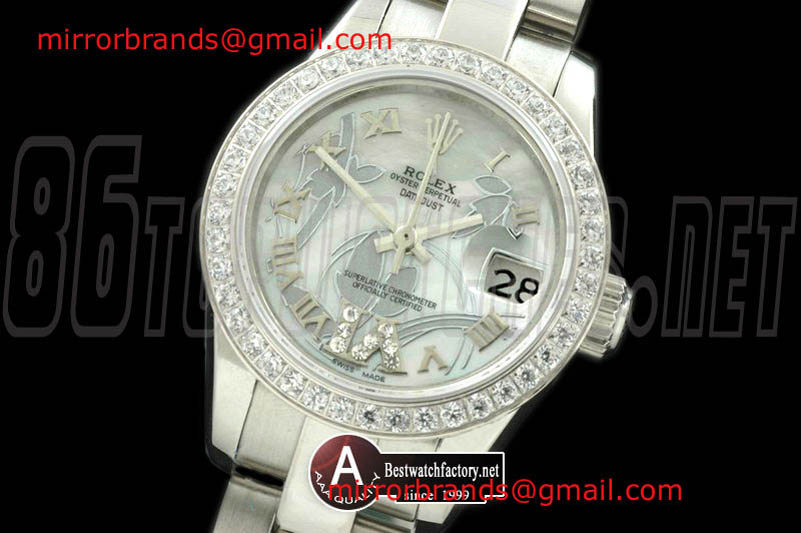 Ladies Rolex DateJust 2011 Flora Oyster/Diamond SS P-White Swiss Eta 2671-