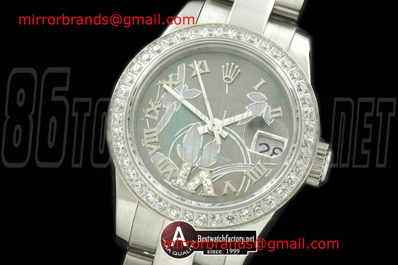 Ladies Rolex DateJust 2011 Flora Oyster/Diamond SS M-Green Swiss Eta 2671-