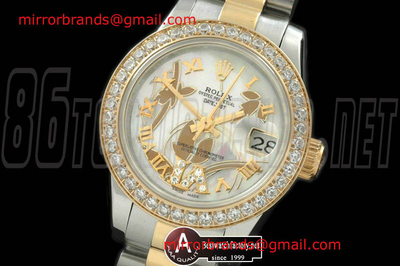 Ladies Rolex DateJust 2011 Flora Pres/Diamond SS/Yellow Gold P-White Swiss Eta