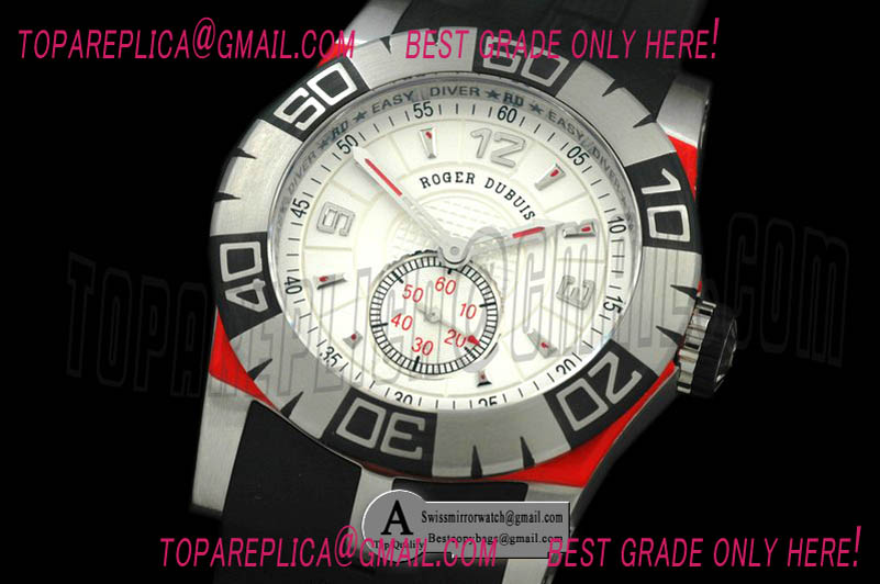 Roger Dubuis Easy Diver Automatic SS/Rubber White Replica Watches