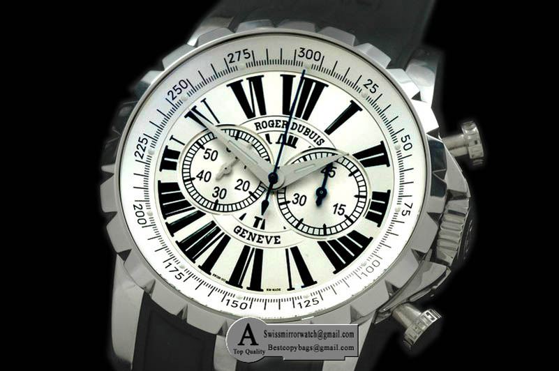 Roger Dubuis EX45 78 9 9 3.7AR Excalibur Chronograph SS/Rubber White Replica Watches