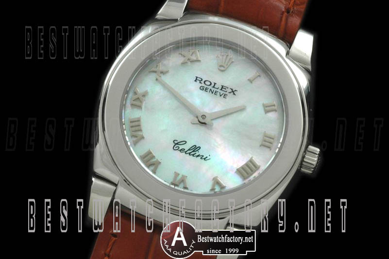 Rolex Ladies Cellini SS/Leather MOP Multitone Swiss Quartz