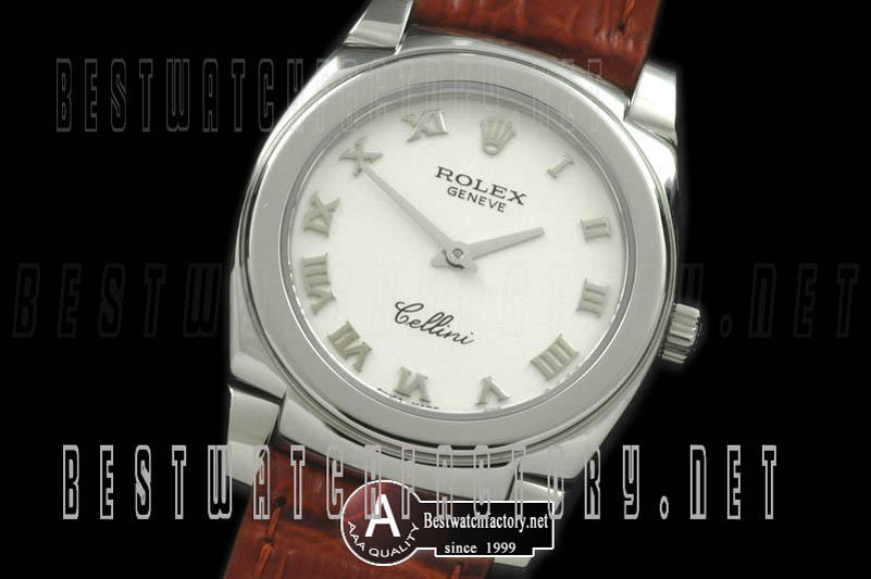 Rolex Ladies Cellini SS/Leather White Swiss Quartz