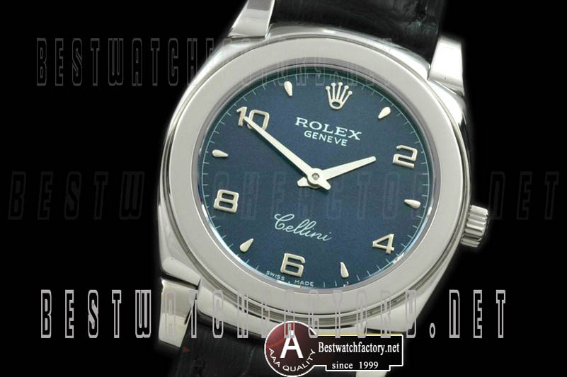 Rolex Ladies Cellini SS/Leather Blue Num Swiss Quartz