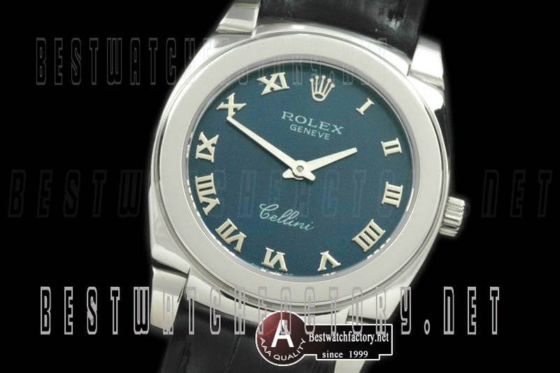 Rolex Ladies Cellini SS/Leather Blue Roman Swiss Quartz