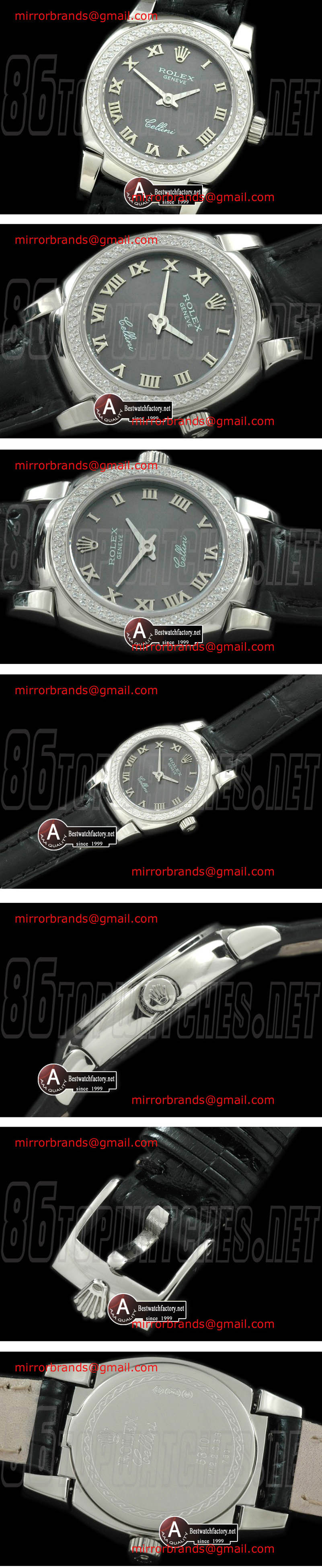 Luxury Rolex Ladies Mini Cellini SS/Leather Grey Roman Swiss Quartz