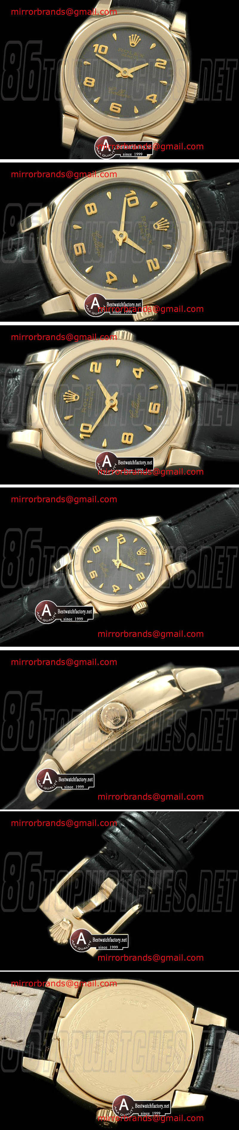 Luxury Rolex Ladies Mini Cellini Yellow Gold/Leather Grey Numeral Swiss Qtz