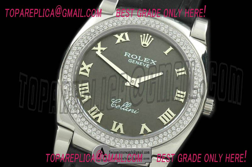 Rolex Cellini SS/Leather Grey Swiss Quartz Replica Watches