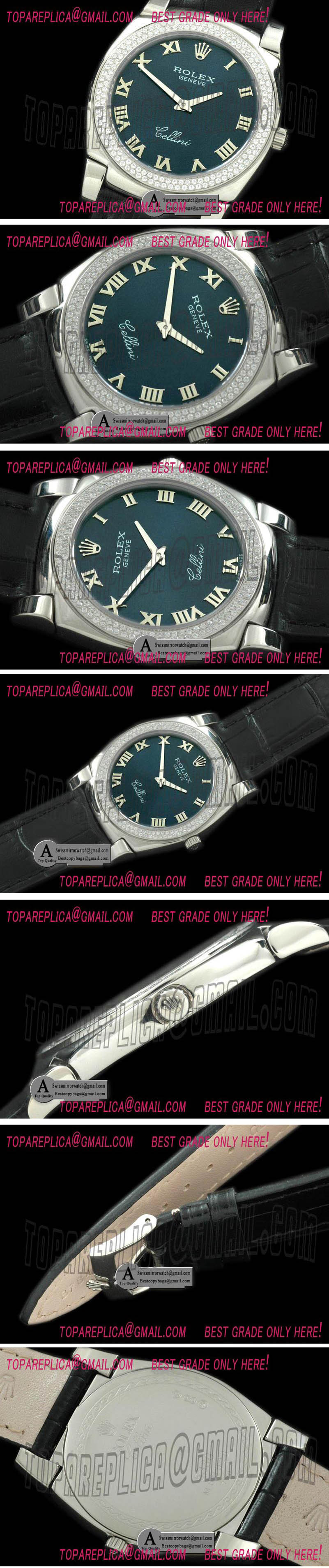 Rolex Cellini SS/Leather Blue Swiss Quartz Replica Watches