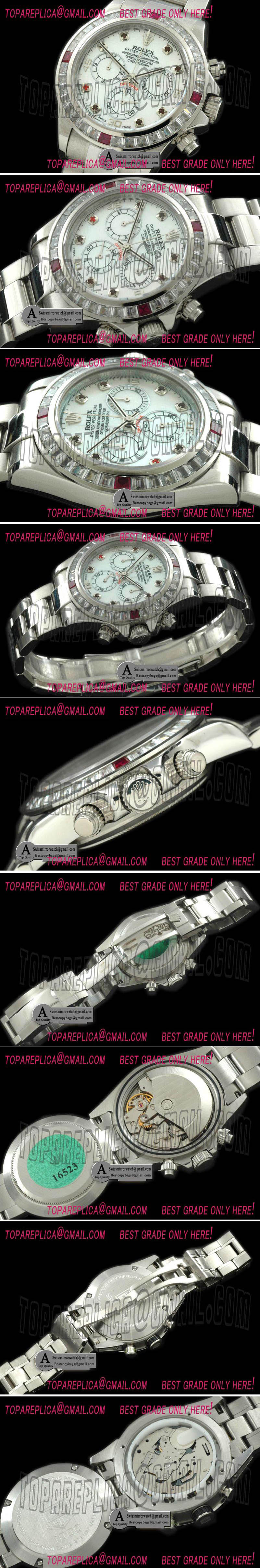 Rolex Daytona SS/SS/Sq Cut Bezel MOP White A-7750 Secs @ 6 Replica Watches