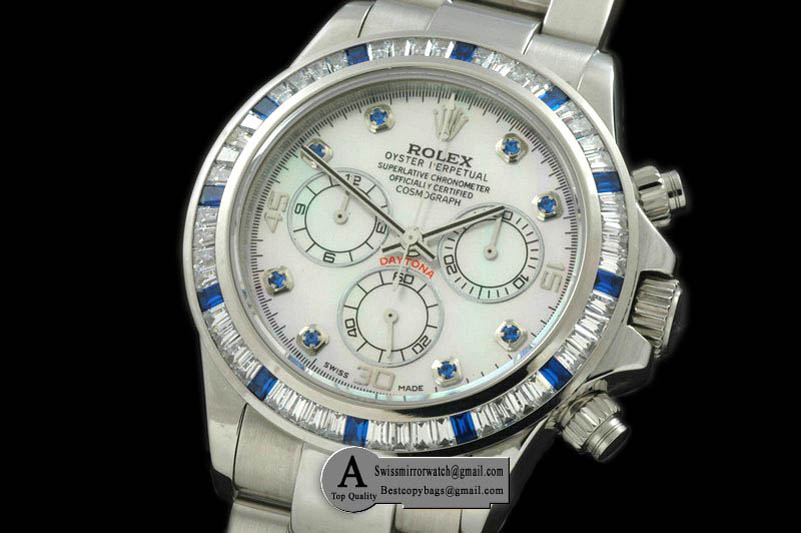 Rolex Daytona SS/SS/Square Cut Bezel MOP White A-7750 Secs @ 6 Replica Watches