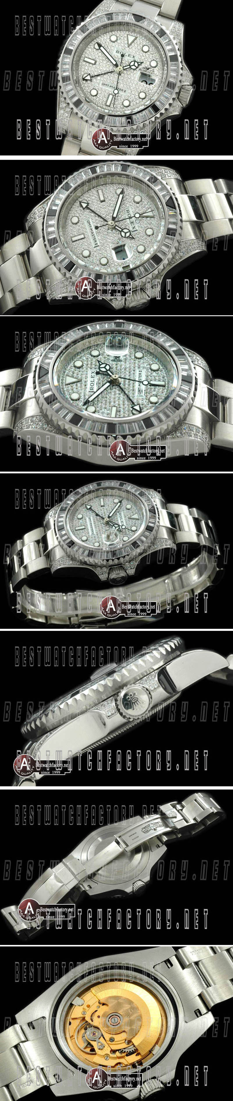 Rolex GMT Master SS/Diam Anni GMT SS Diamond Swiss Eta 2836 GMT Hand In