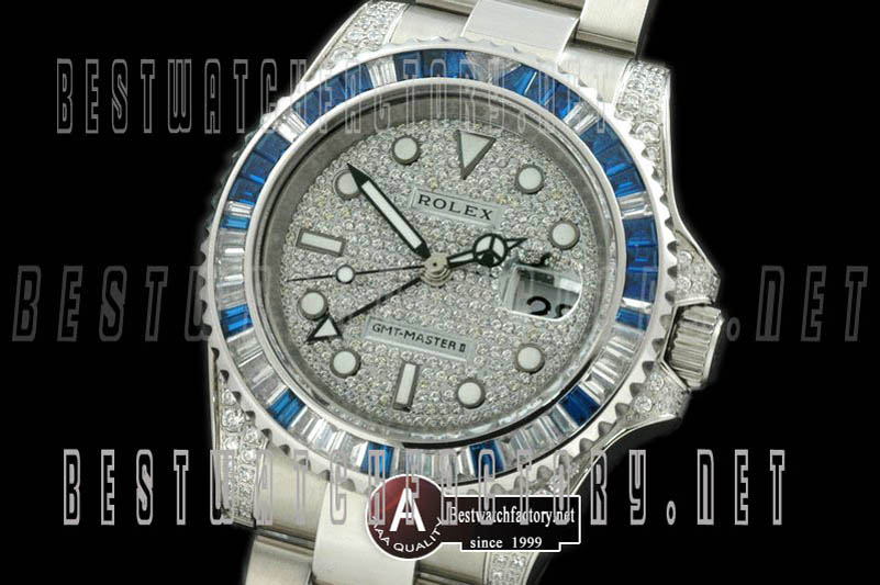 Rolex GMT Master SS/Diamond Anni GMT SS Diamond Swiss Eta 2836 GMT Hand In