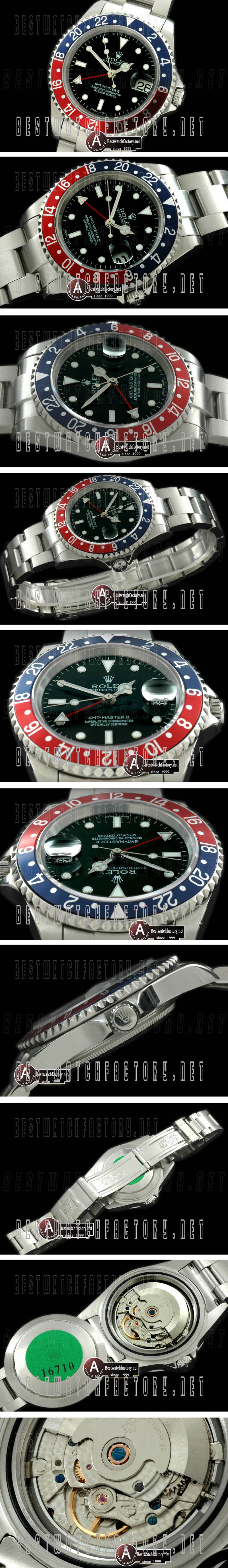 Rolex GMT Master" GMT Master II SS Blue/Red Bezel Asia Eta 2836-2