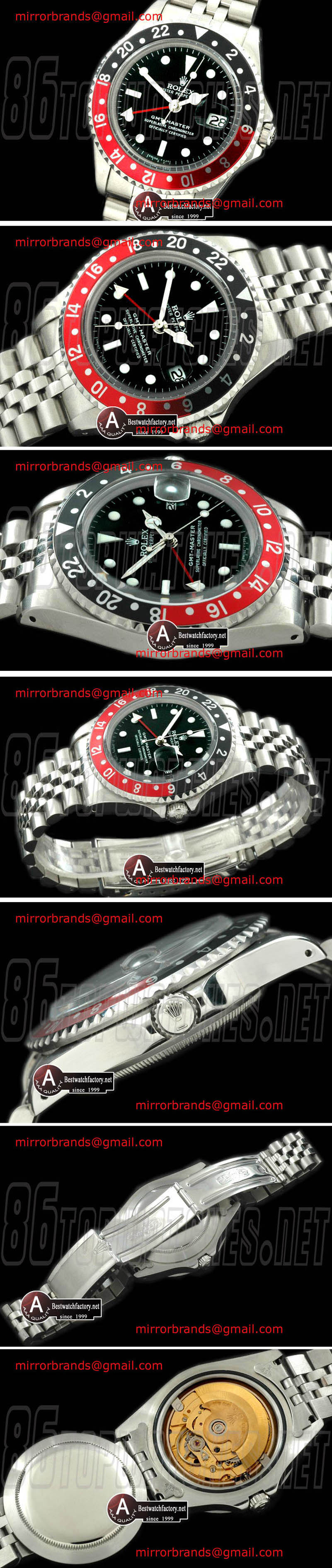 Luxury Rolex Vintage-GMT 1675 SS/Jubilee Black/Red A2836
