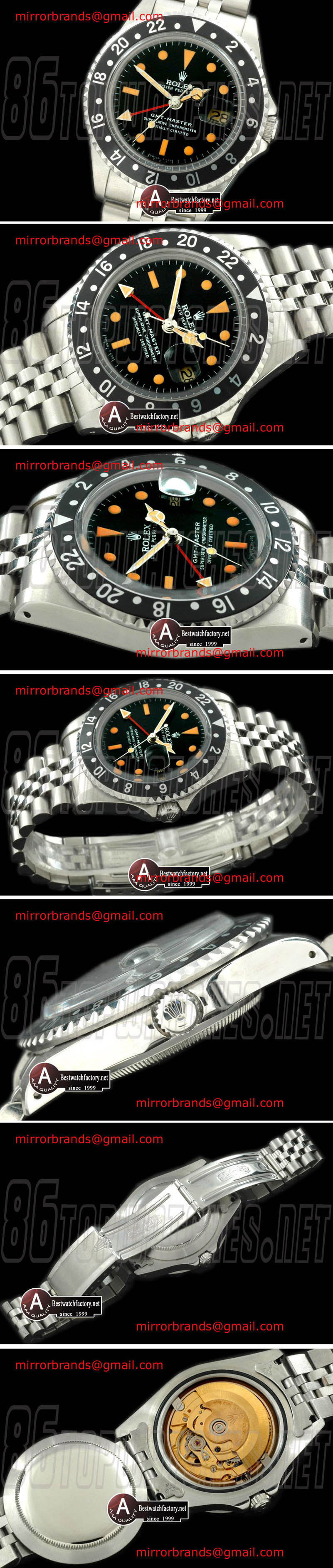 Luxury Rolex Vintage-GMT 1675 SS/Jubilee Black A2836