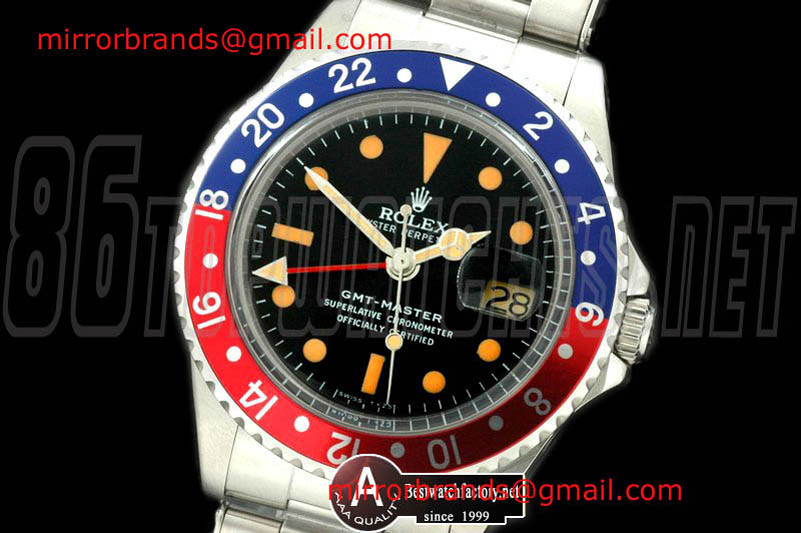 Luxury Rolex Vintage-GMT 1675 SS/Oys Blue/Red A2836