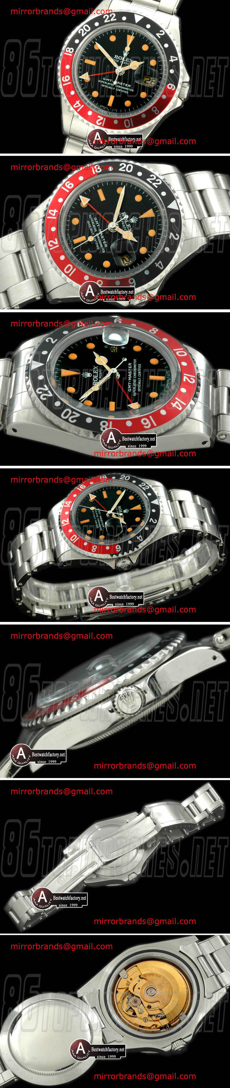 Luxury Rolex Vintage-GMT 1675 SS/Oys Black/Red A2836
