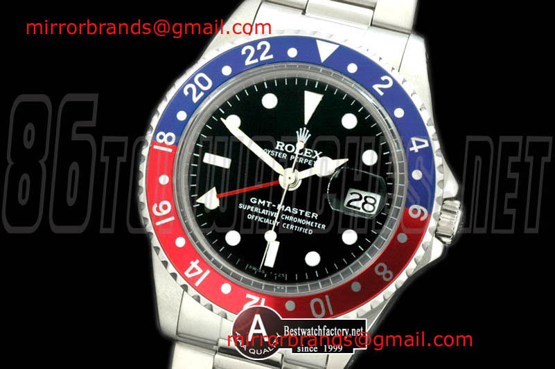 Luxury Rolex Vintage-GMT 1675 SS/OysF Blue/Red A2836