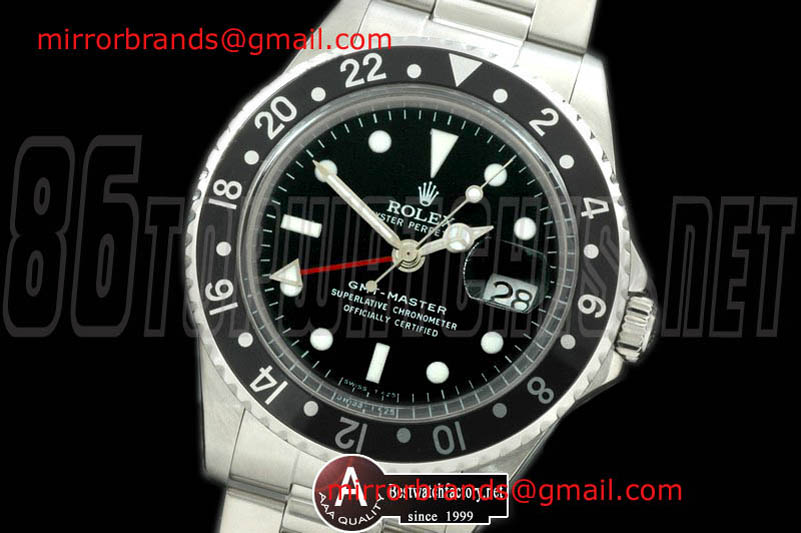 Luxury Rolex Vintage-GMT 1675 SS/OysF Black A2836