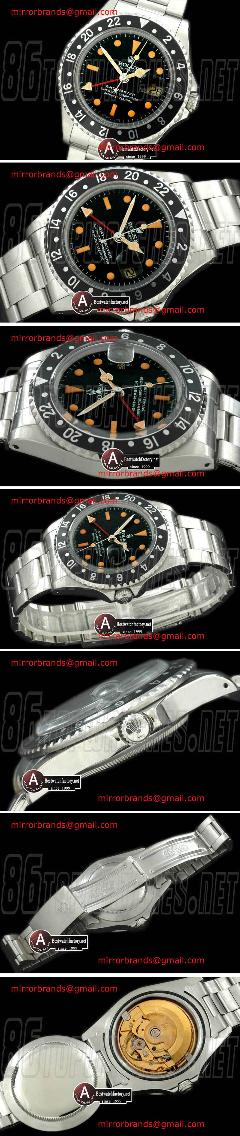 Luxury Rolex Vintage-GMT 1675 SS/OysF Black A2836