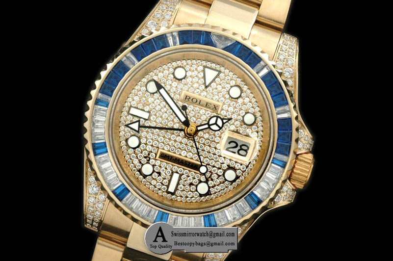 Rolex 116758 FG/Diamond Anni GMT SS Diam Swiss Eta 2836 GMT Hand In Replica Watches