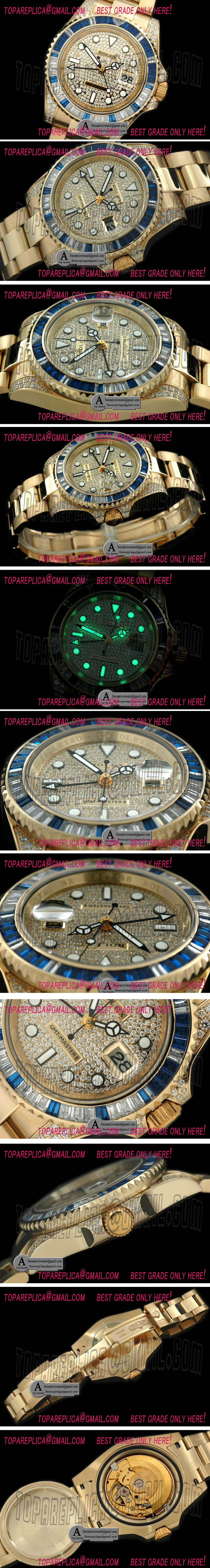 Rolex 116758 FG/Diamond Anni GMT SS Diam Swiss Eta 2836 GMT Hand In Replica Watches