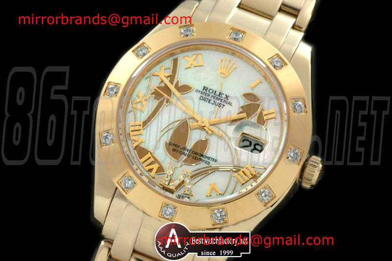 Luxury Rolex Masterpiece Man 2011 Flora 12-Diamond Yellow Gold P-White Swiss Eta 2836-2