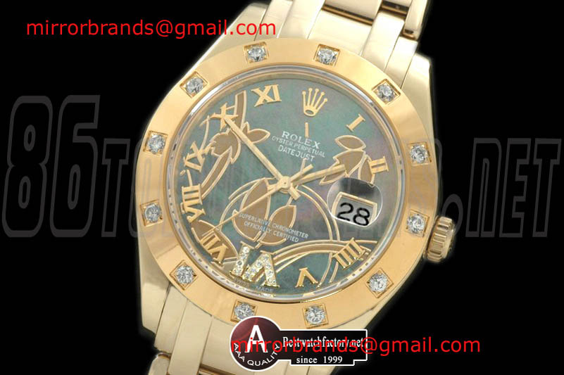 Luxury Rolex Masterpiece Man 2011 Flora 12-Diamond Yellow Gold M-Green Swiss Eta 2836-2