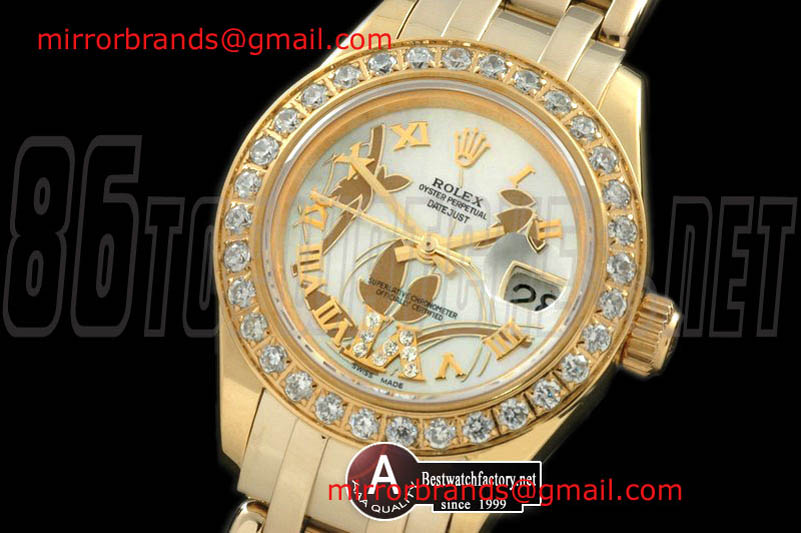 Ladies Rolex Masterpiece 2011 Flora Diamond Yellow Gold P-White Swiss Eta 2671-2