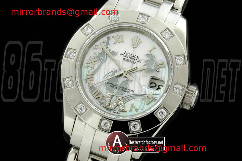 Ladies Rolex Masterpiece 2011 Flora 12-Diamond SS P-White Swiss Eta 2671-2