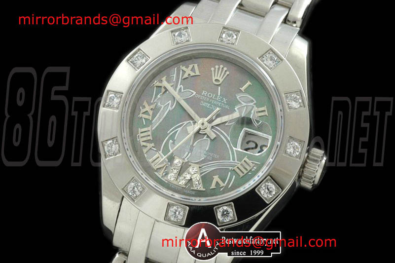Ladies Rolex Masterpiece 2011 Flora 12-Diamond SS M-Green Swiss Eta 2671-2