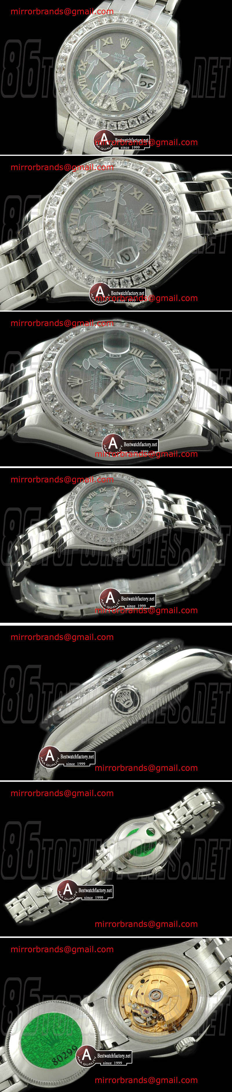 Ladies Rolex Masterpiece 2011 Flora Diamond SS M-Green Swiss Eta 2671-2