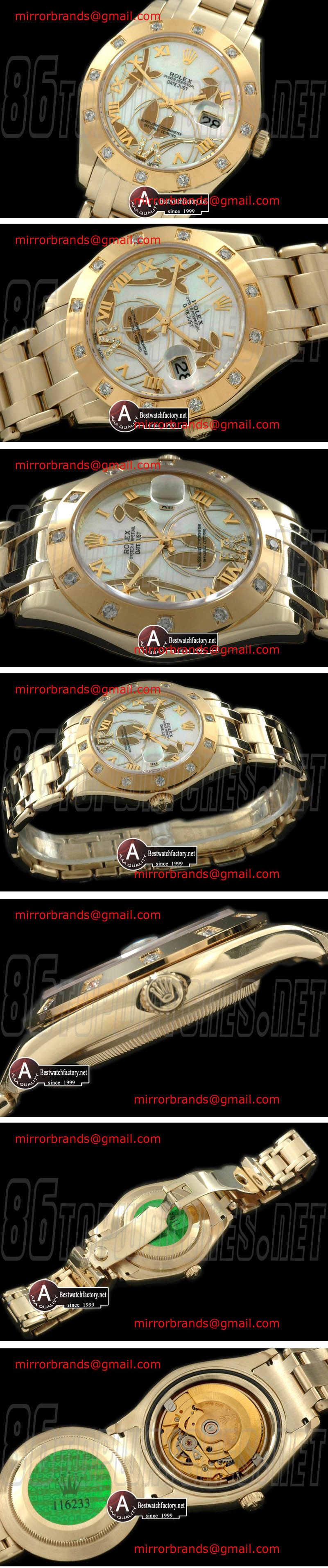 Luxury Rolex Masterpiece - Mid 2011 Flora 12-Diamond Yellow Gold P-White Swiss Eta 2836-2