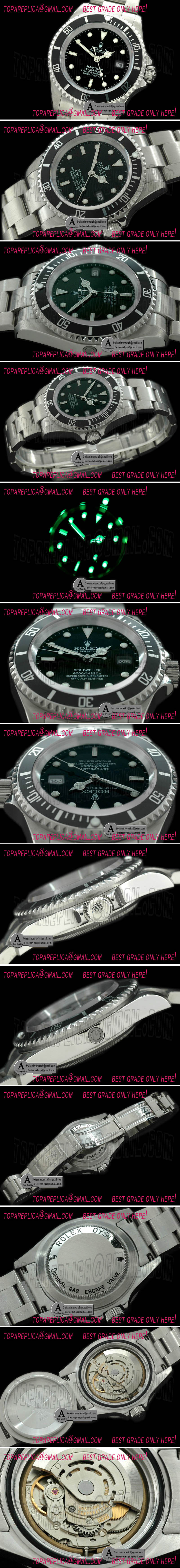 Rolex Classic Sea Dweller SS Black Asian 2836-2 Replica Watches
