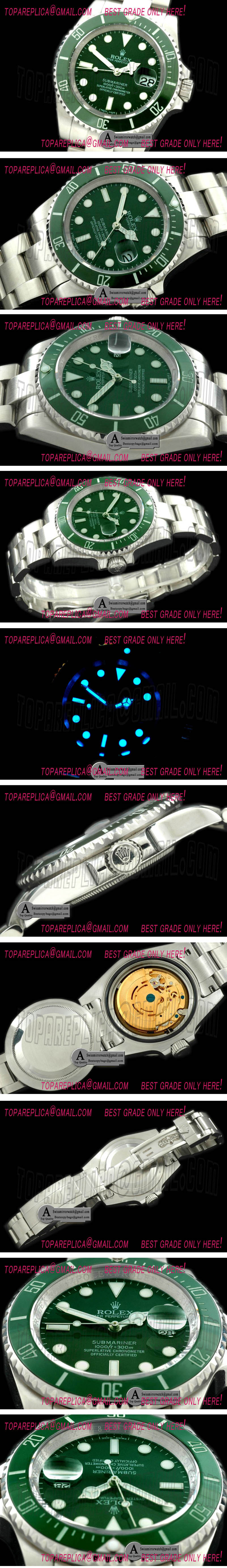 Rolex Submariner SS Green Asian 2813 21J Replica Watches