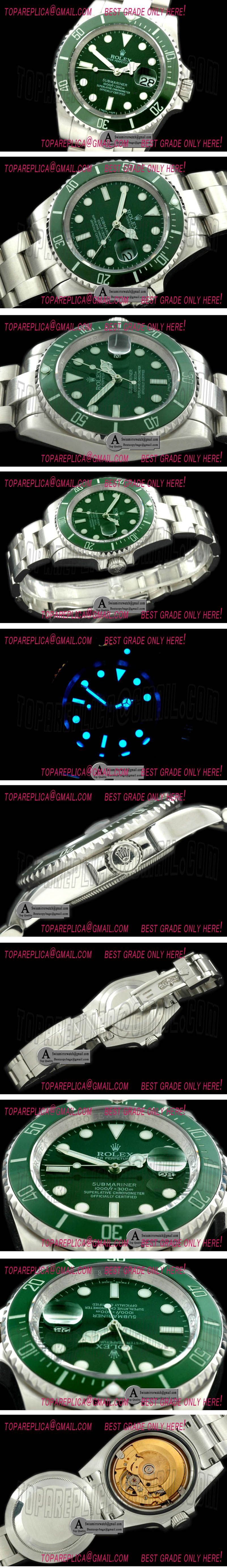 Rolex Submariner 2010 SS Green Asian Eta 2836 Replica Watches