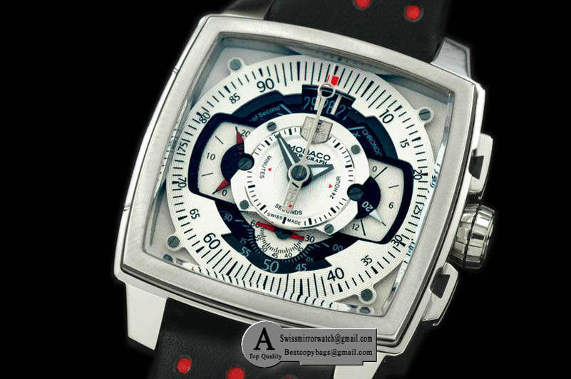 Tag Heuer Monaco Mikrograph SS/Leather White Japanese Quartz Replica Watches
