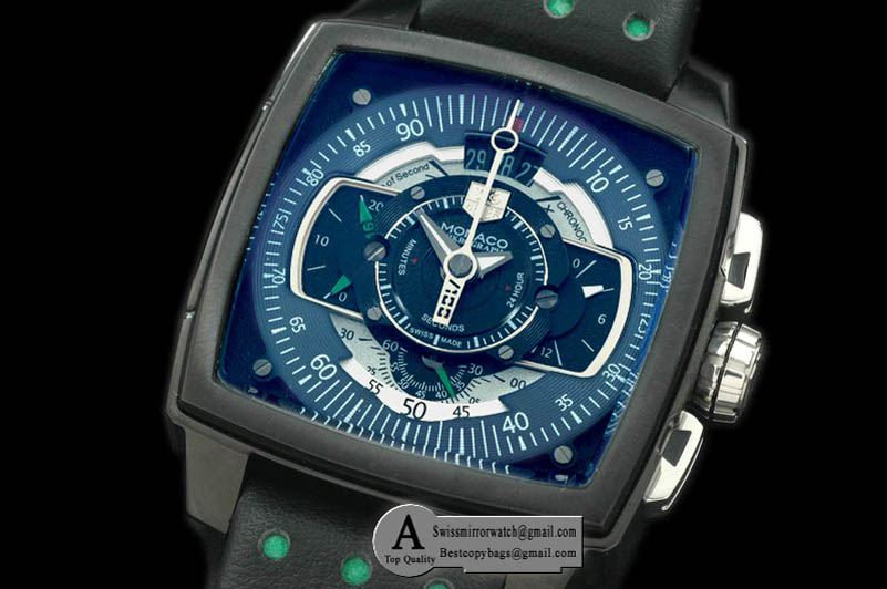 Tag Heuer Monaco Mikrograph PVD/Leather Black-Greed Japanese Quartz Replica Watches