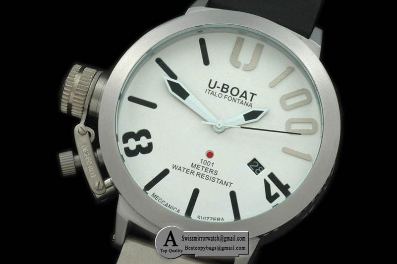 U-Boat Classico U1001 SS/Rubber White/Black - Asian 2813 21J Replica Watches