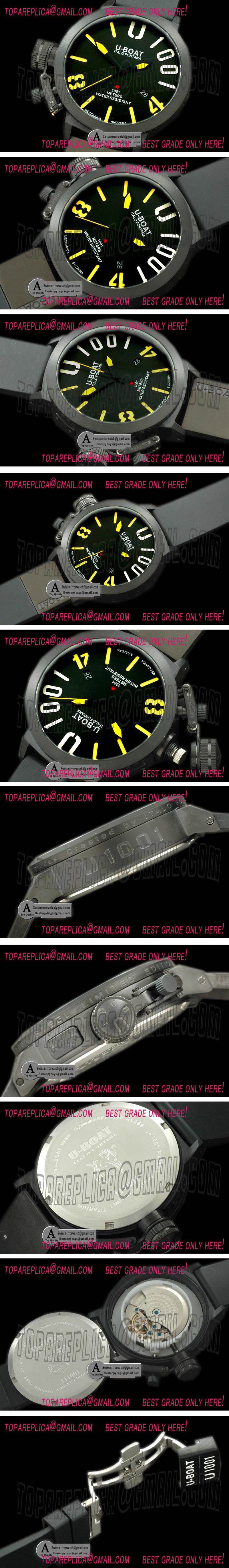 U-Boat Classico U1001 PVD/Rubber Black/Yellow Asian 2813 21J Replica Watches