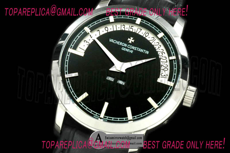 Vacheron Constantin Malte Retrogating Date/Calendar SS/Leather Black Asian 2813 Replica Watches