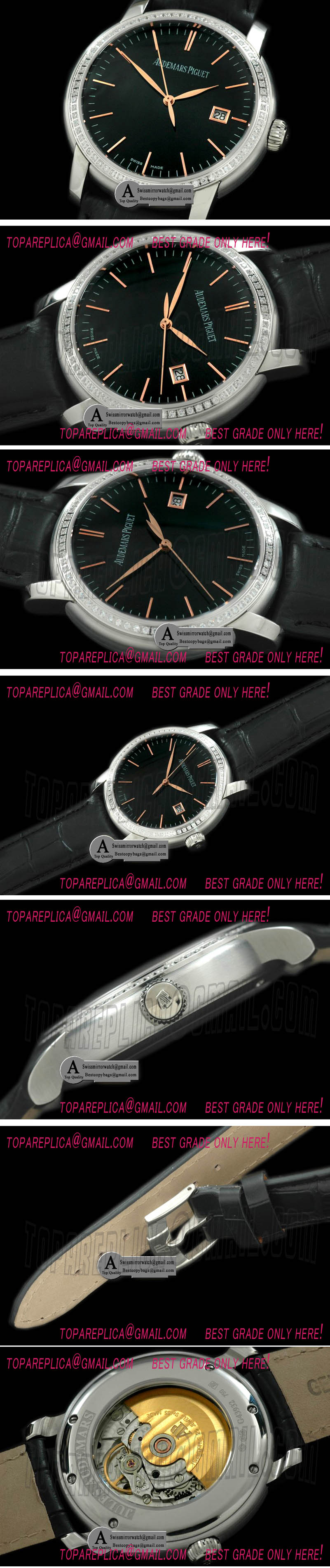 Audemars Piguet Jules Audemars Classic Automatic SS/Diam Black ETA 2824-2 Replica Watches