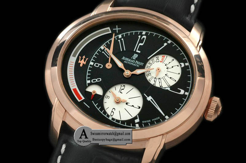 Audemars Piguet Millenary 26150OR.OO.D003CU.01 Reserve/Duo Time Rose Gold/Leather Black Asian 23J Automatic Replica Watches