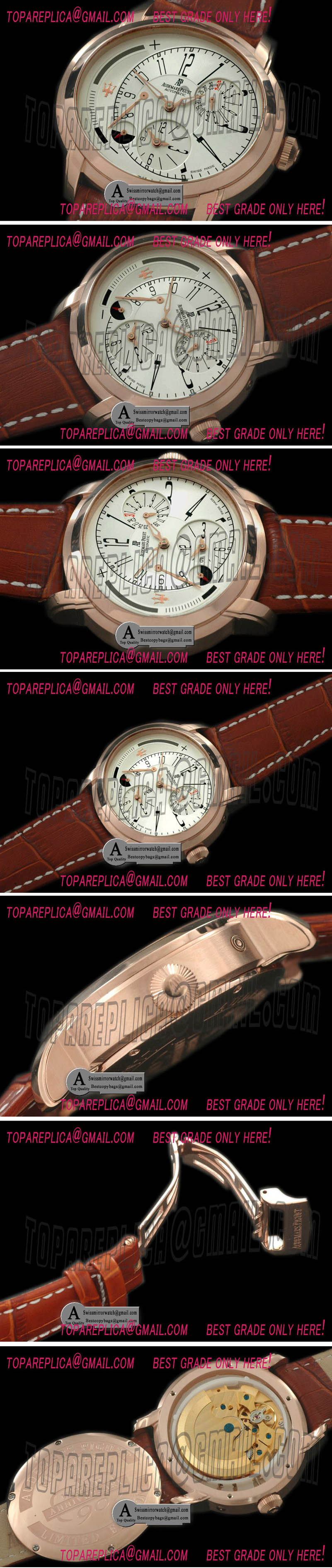 Audemars Piguet Millenary Reserve/Duo Time Rose Gold/Leather White Asian 23J Automatic Replica Watches