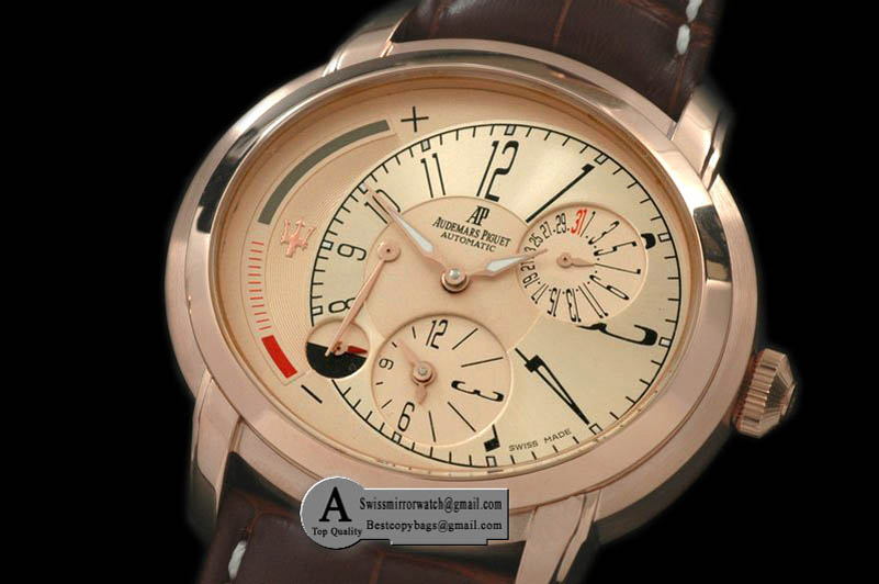 Audemars Piguet Millenary Reserve/Duo Time Rose Gold/Leather Gold Asian 23J Automatic Replica Watches