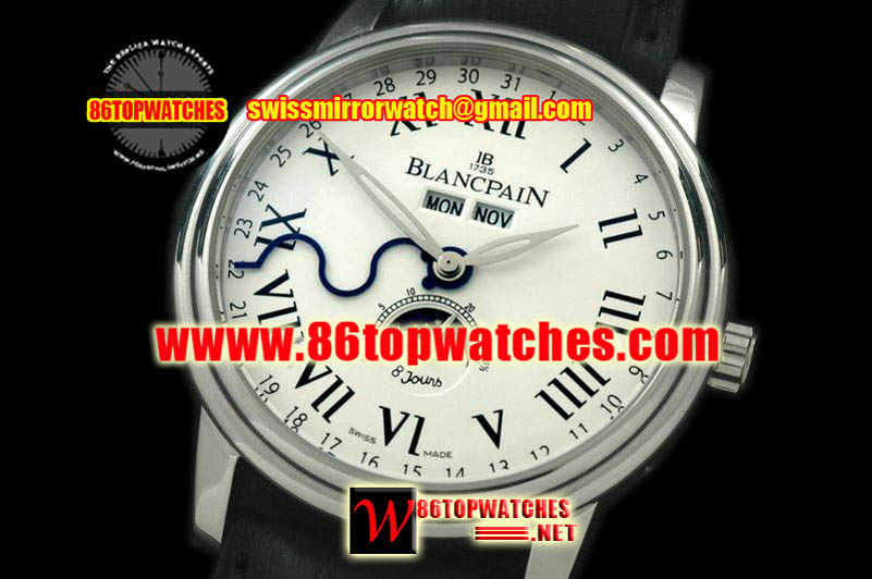 Blancpain Lemans Calendar SS/Leather White Asian 2813 Replica Watches