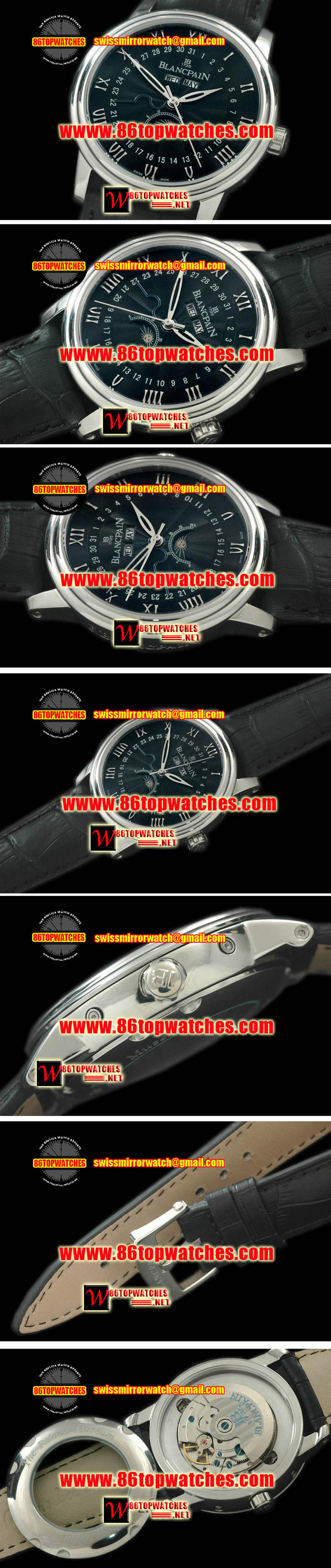 Blancpain Lemans Calendar SS/Leather Black Asian 2813 Replica Watches