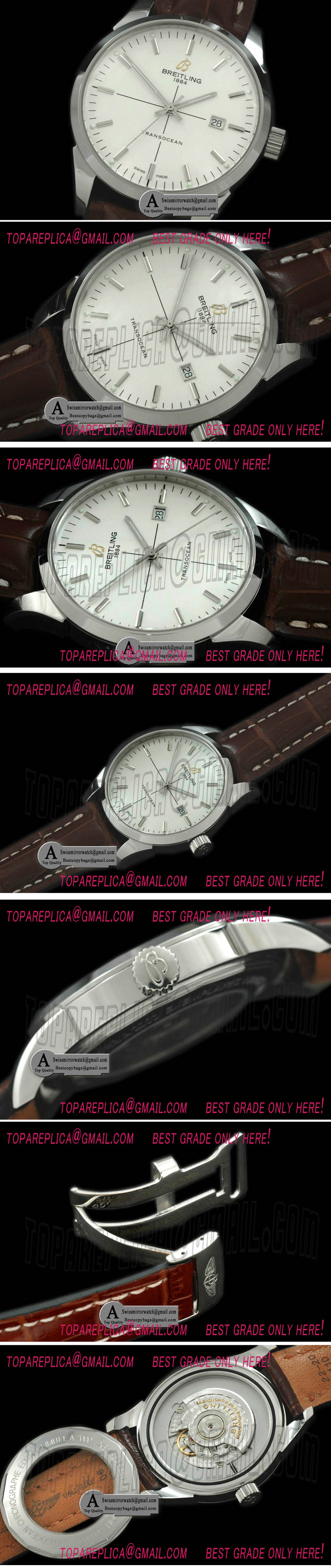 Breitling A1036012/G721 TransOcean SS/Leather White A-2892 Replica Watches